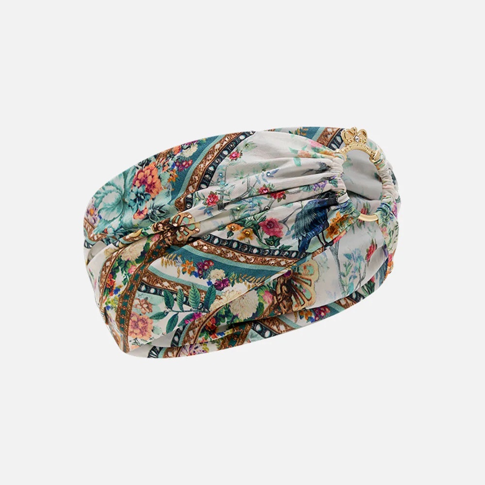 FLASH SALE CAMILLA “Plumes and Parterres” silk floral print crown ring headband - Picture 2 of 5